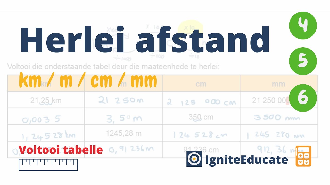Herlei afstand en lengte (km / m / cm / mm)