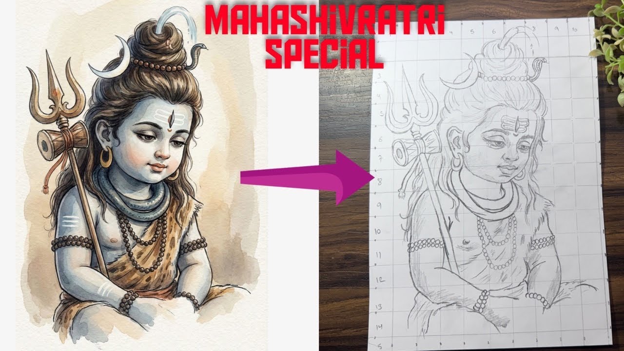Mahashivratri special drawing, Shivratri drawing,Shiv ji drawing step by step, Shivratri special 