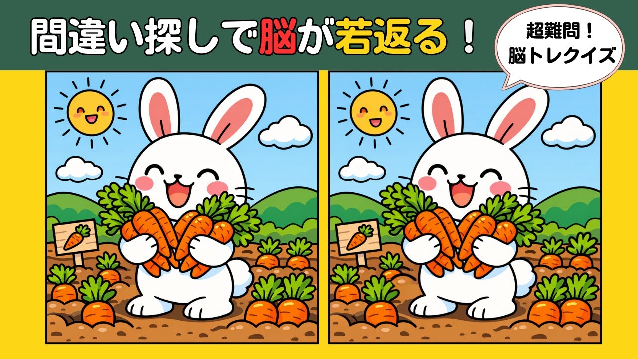 【頭の体操クイズ】この違いが見つけられますか？間違い探しで楽しく脳トレ！#認知症予防 #findthedifference
