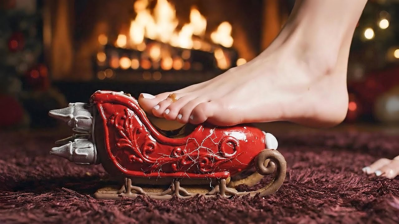 Elegant ASMR Crushing: Graceful Steps vs. Festive Sleighs