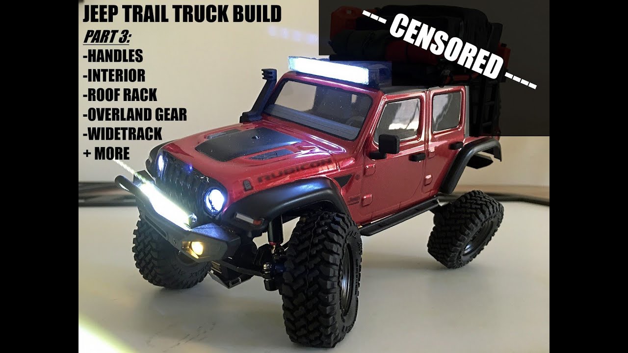 SCX24 Jeep JLU Trail Truck Build: Part 3: - Handles, Interior, Rack, Overland Gear, Widetrack & MORE