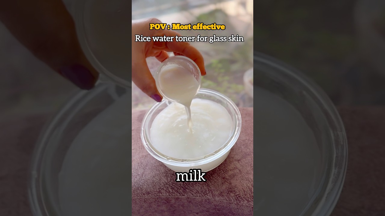 viral rice water toner for glass skin | DIY toner for glowing skin ￼#skincare #rice #shorts