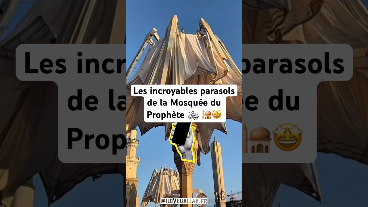 Les incroyables parasols de la Mosqu&eacute;e du Proph&egrave;te ﷺ 🕌🤩 #rappel #islam