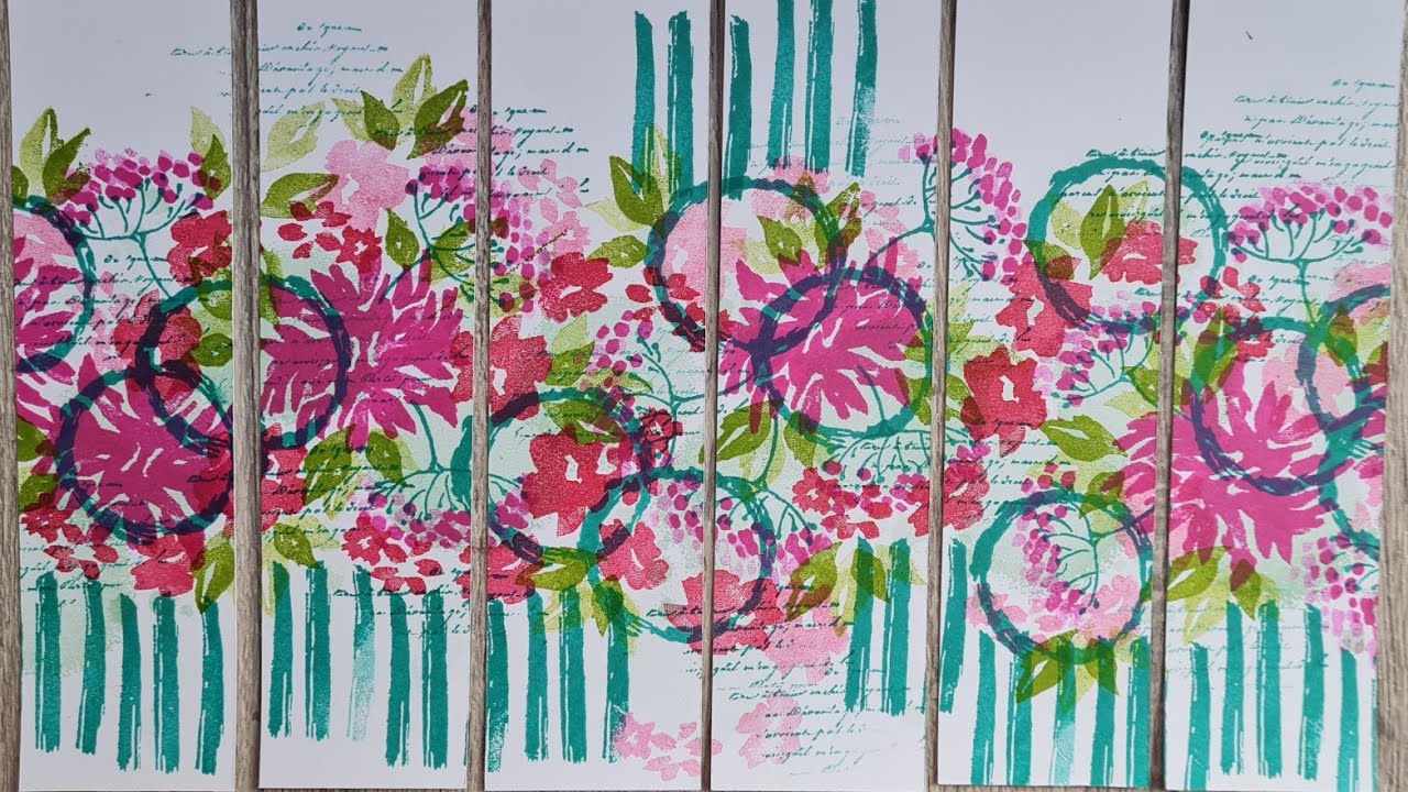 QUICK happy stamped ONE SHEET WONDER floral and stripes BOOKMARKS 