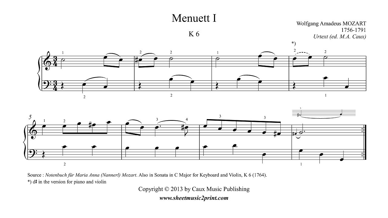 Mozart : Minuet 1 in C Major, K 6