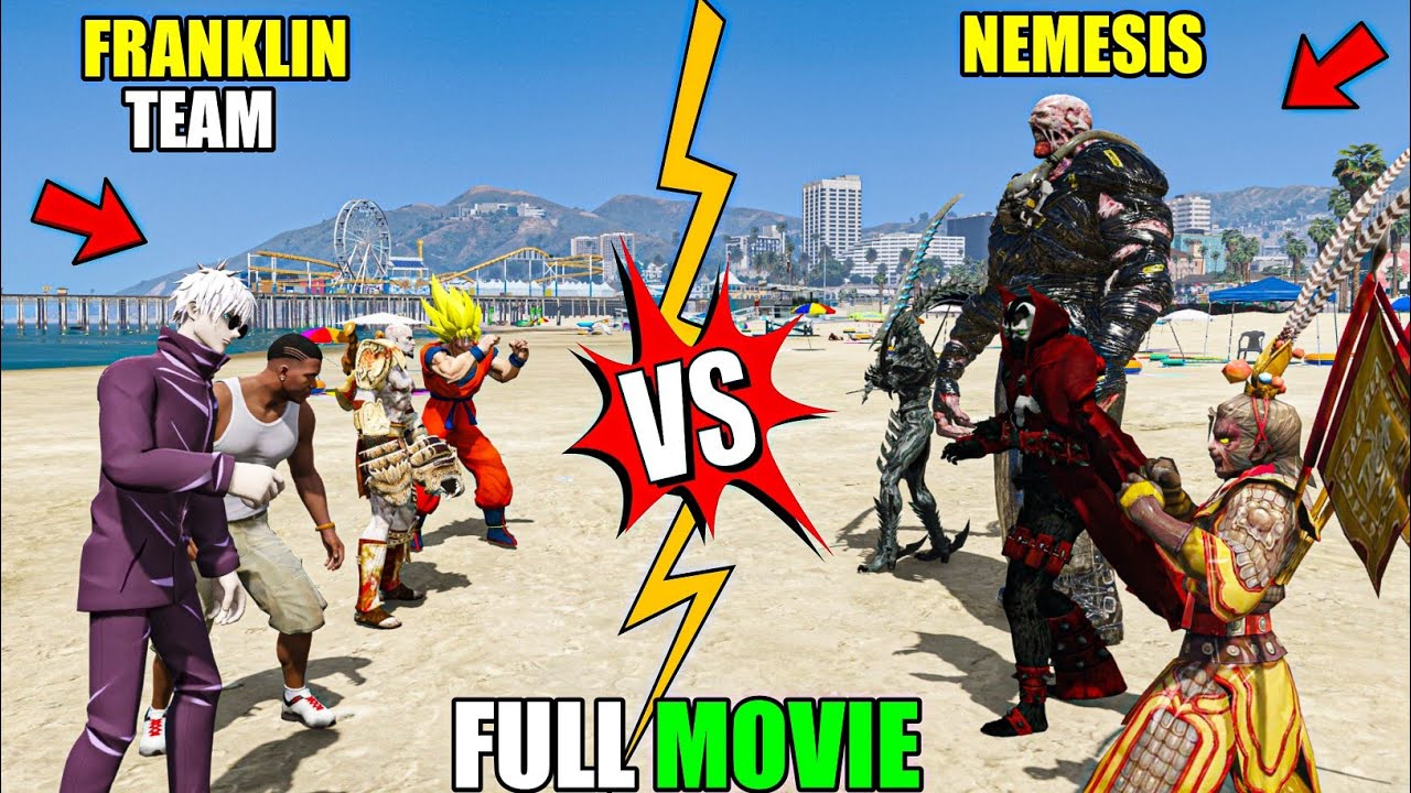 FRANKLIN TEAM VS NEMESIS TEAM IN GTA 5 (FULL MOVIE) | GOKU NARUTO GOJO MONKEY KING