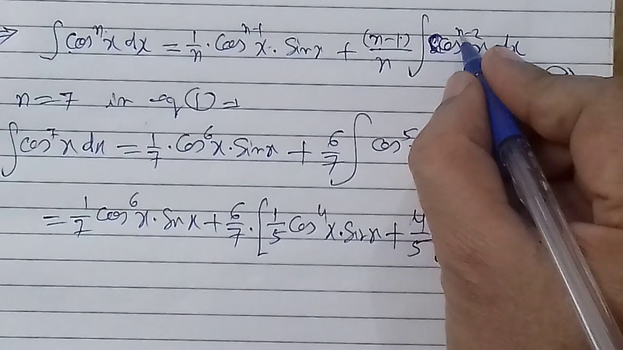 Find integral of cos^7(x) by use of reduction formula