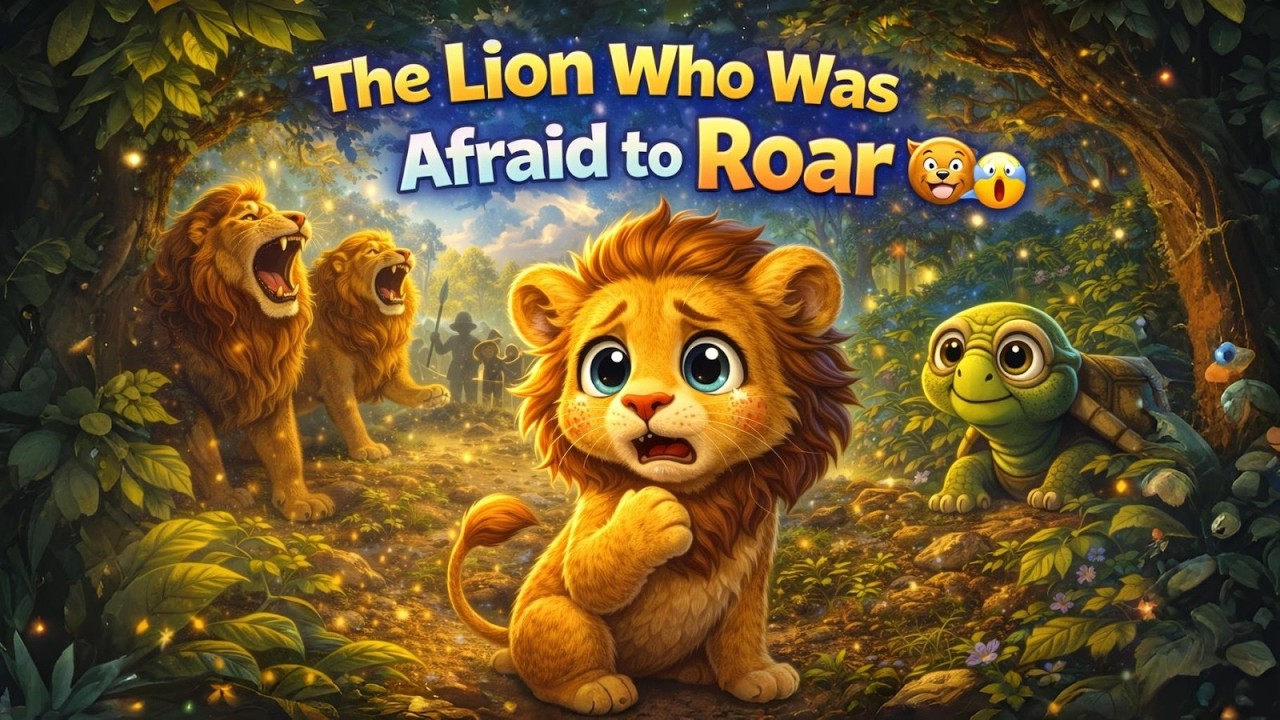 The Lion Who Was Afraid to Roar – Leo’s Brave Journey 🦁😯