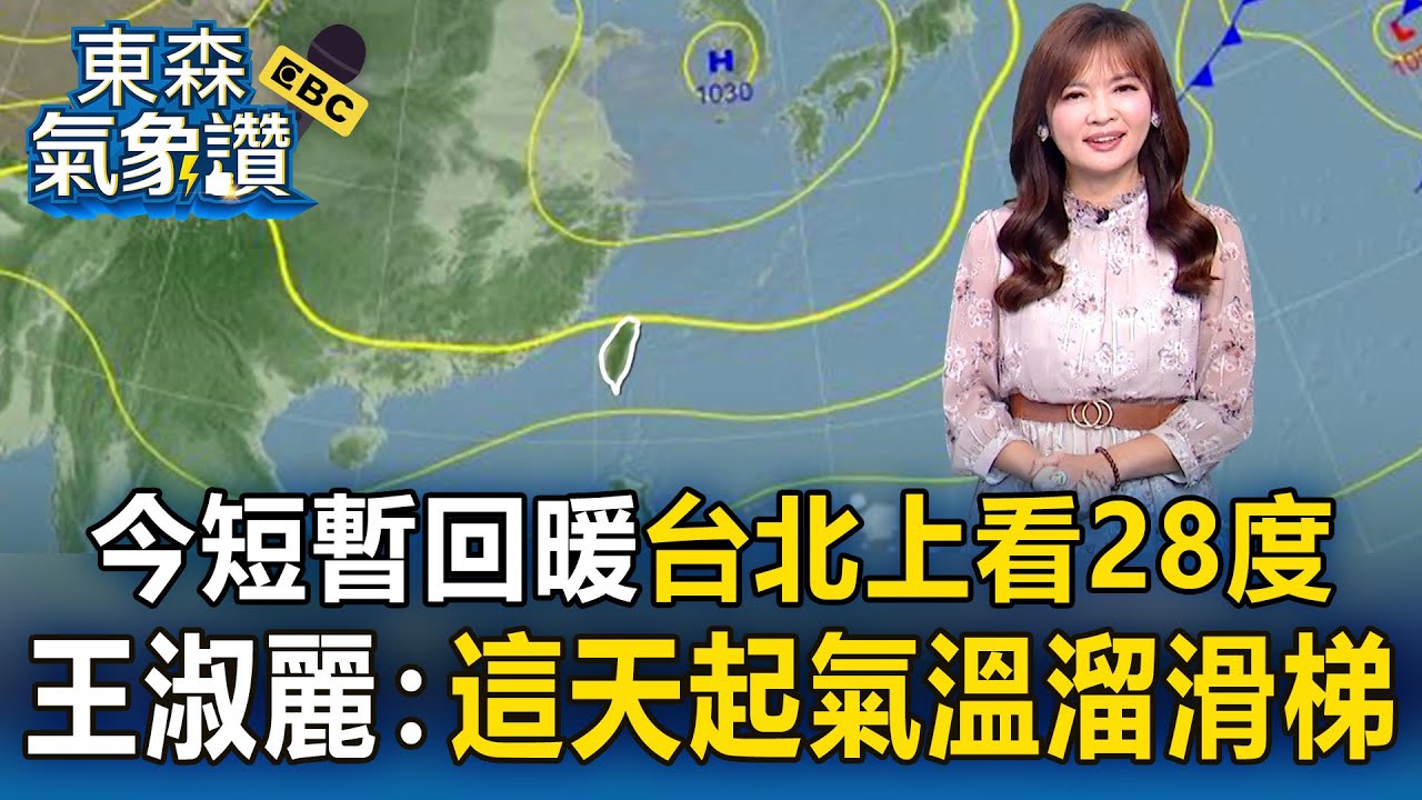今短暫回暖「台北上看28度」周日迎首波冷氣團！ 王淑麗曝這天起「氣溫溜滑梯」全台降溫有感｜20251210【淑麗氣象讚】