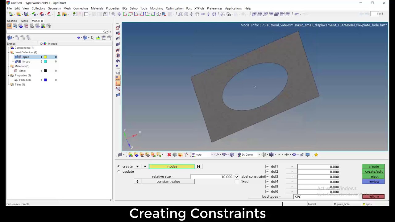 Linear Static Analysis of Plate with a Hole with Altair OptiStruct