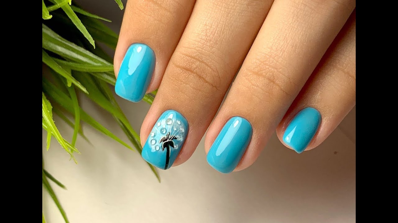 Дизайн ногтей одуванчик🌸Одуванчик на ногтях пошагово🌸Одуванчик гель лаком