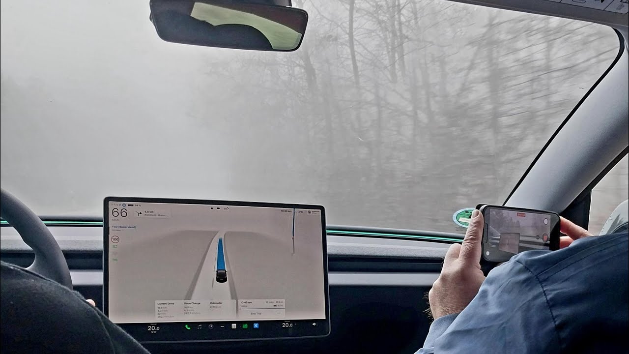 Highlights aus Tesla FSDs Probefahrt von Endersbach aus