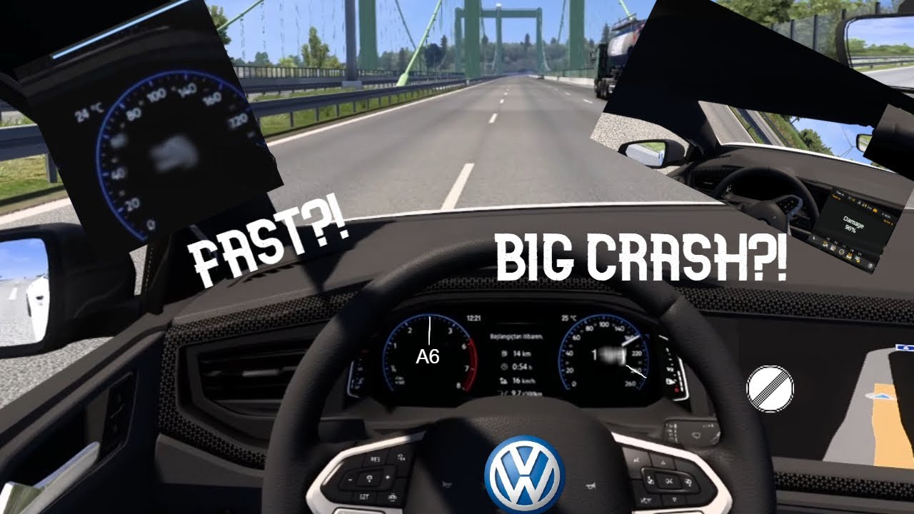 Volkswagen Polo 2023 Speed Test on Autobahn (ETS2) HUGE CRASH?!