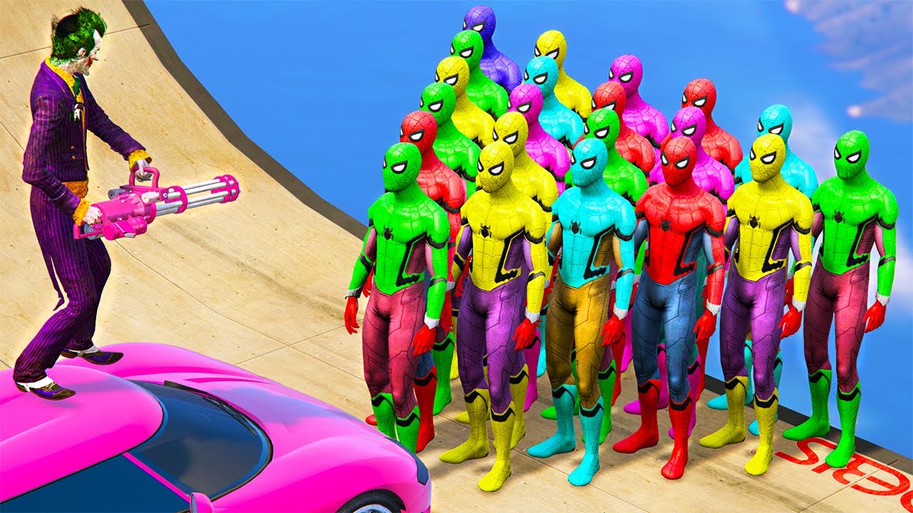 GTA 5 Crazy Ragdolls RED SPIDERMAN VS JOKER (Euphoria Physics, Ragdolls Fails & Funny Moments)
