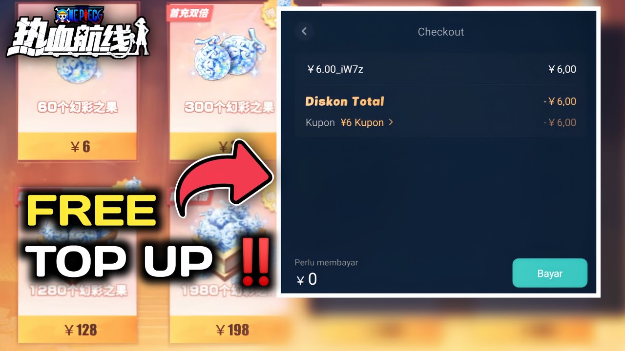 FREE TOP UP ‼️CARA TOP UP GRATIS DI OPFP | One Piece Fighting Path | Indonesia