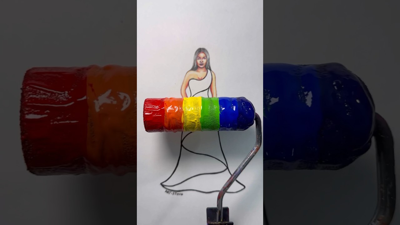 Dress with Rainbow Colors! 🌈 #fashionart