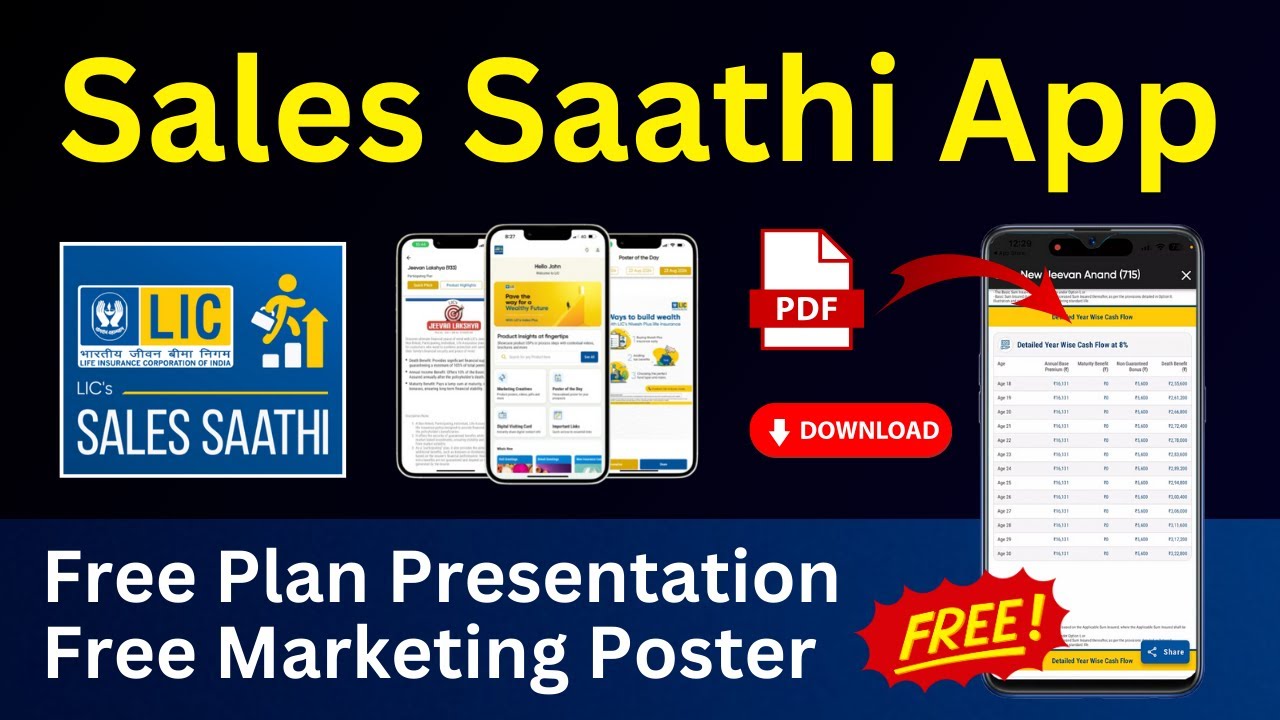 How to use LIC Sales Saathi App | LIC Free Plan Presentation app | LIC Free Marketing Poster app