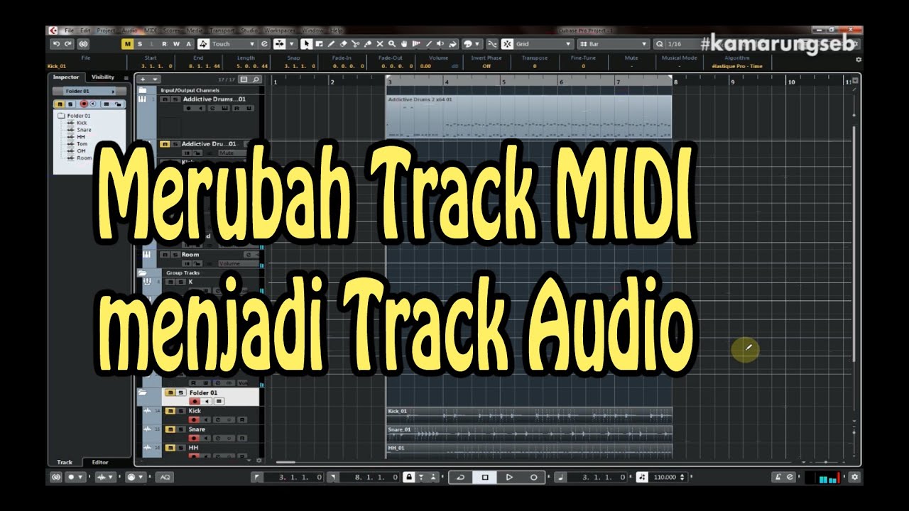Cara merubah track midi menjadi track audio di Cubase dengan Addictive drum