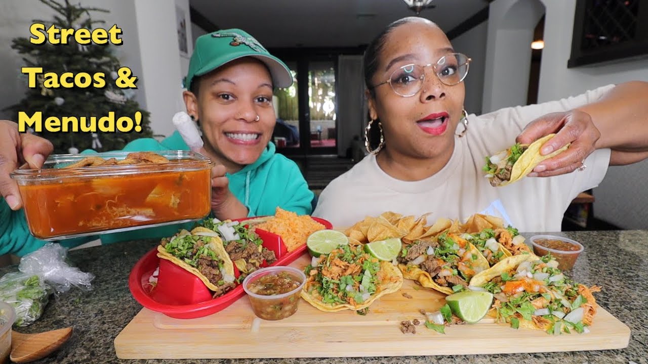 MEXICAN STREET TACOS + FIRST TIME TRYING MENUDO MUKBANG