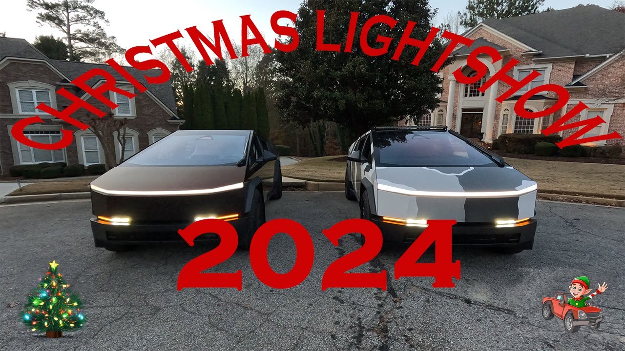 Cybertruck Christmas Light Show Extravaganza! 🎄🤯 (Tesla Holiday Spectacle) #redreview #Tesla