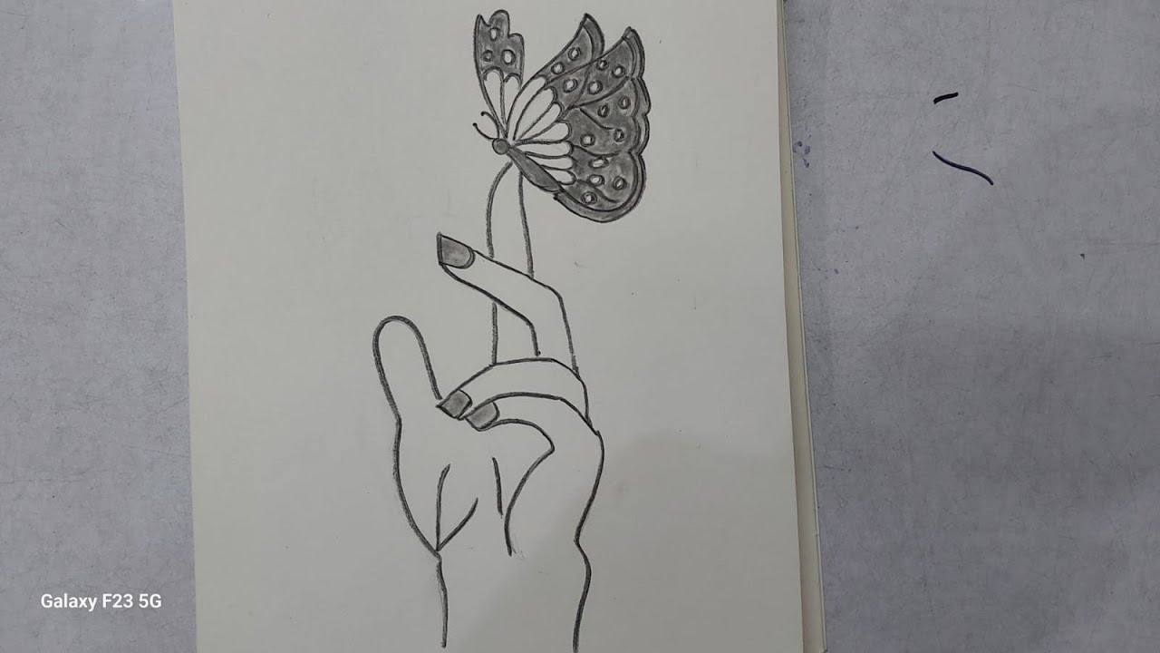 Easy Drawing Of Beautiful Butterfly Sitting In index Finger #art #viral #trending #video ...
