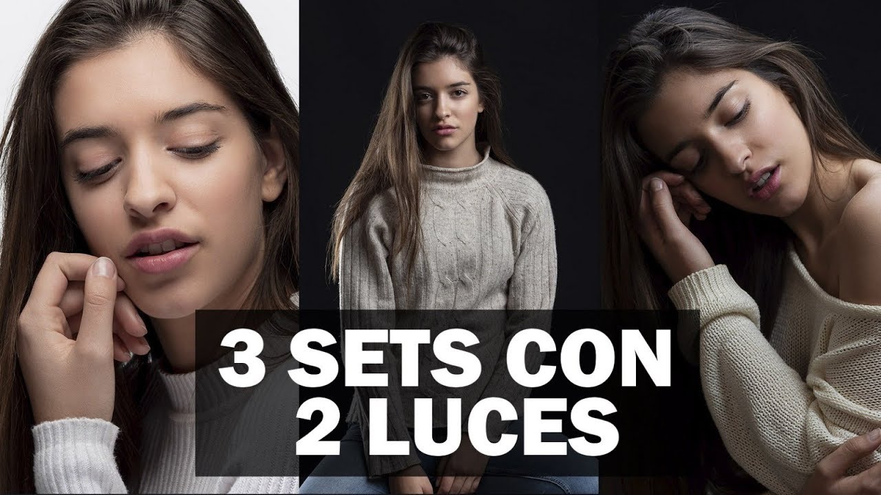 Iluminación de estudio: Tres sets de dos luces para retrato