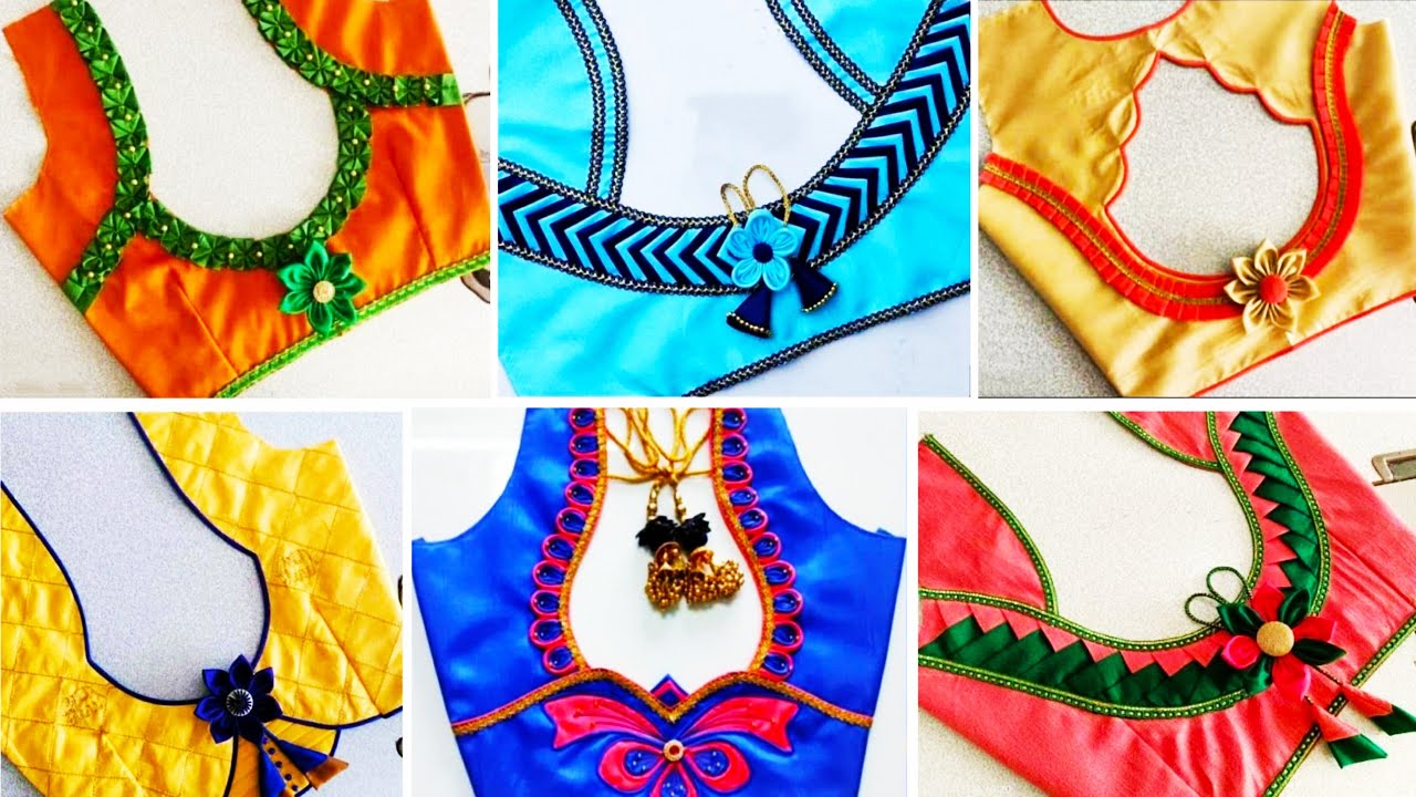 Patch Work Blouse Designs😍Latest Blouse Back Neck Design Ideas|New Model Flower Patch Work Designs