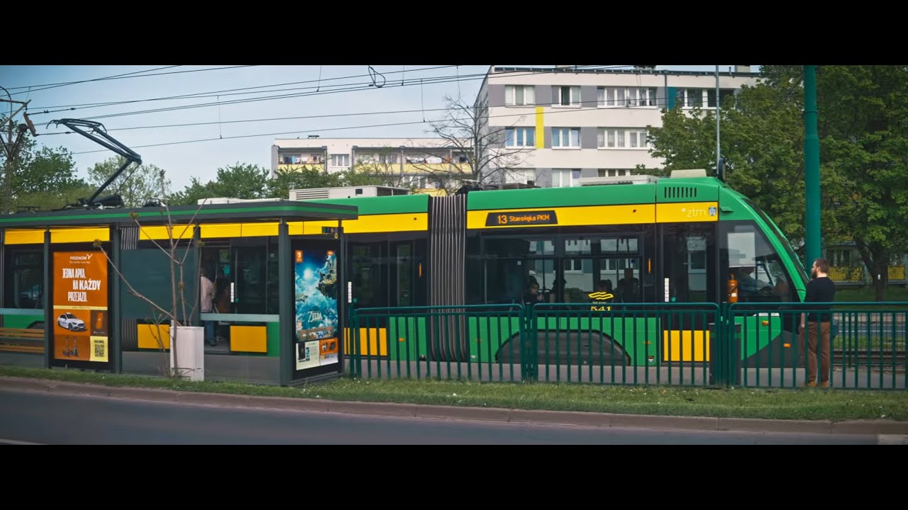 Poland, Poznań, tram 13 ride from Os. Piastowskie to Starołęka PKM