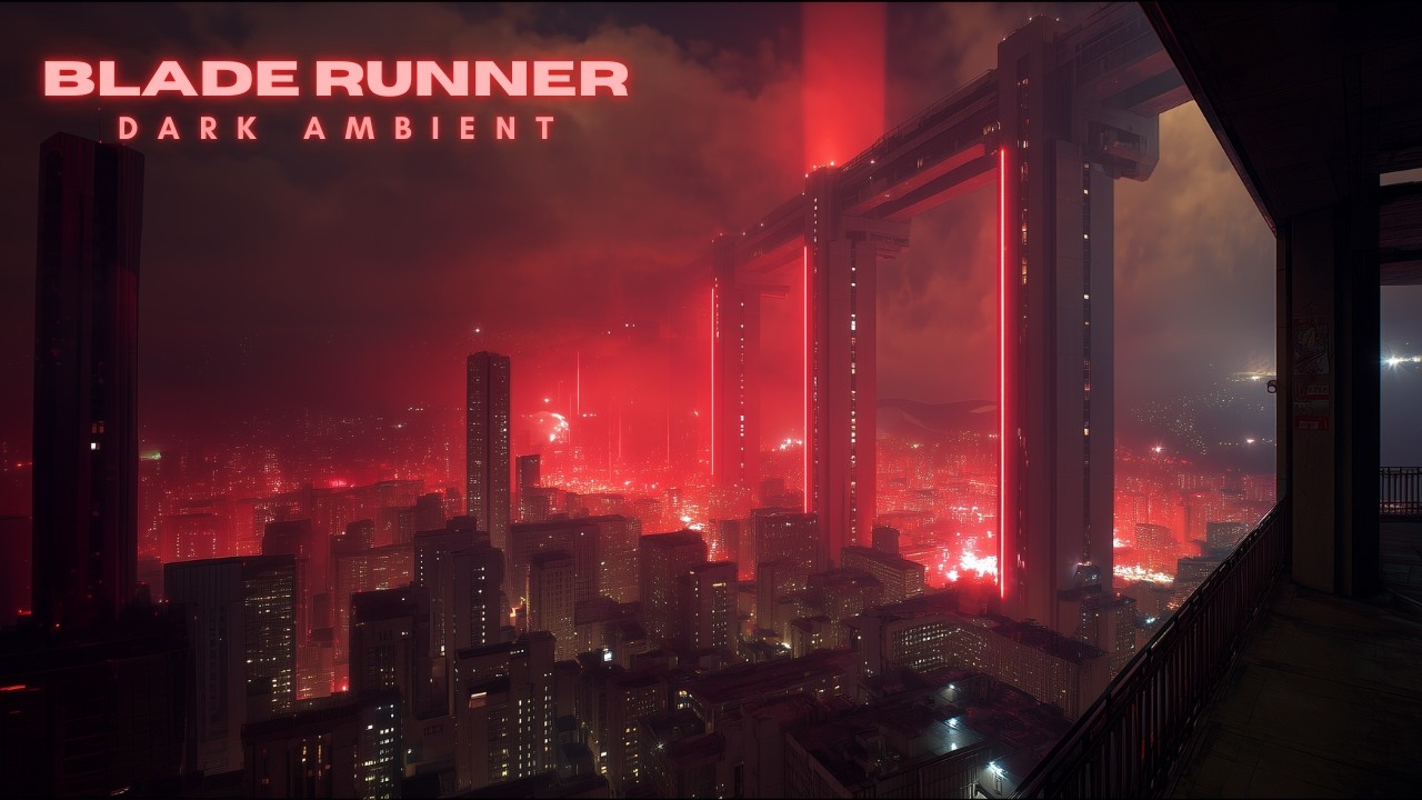 Blade Runner 4K Dark Ambient | Red Neon City Music for Focus & Night work  | No Rain