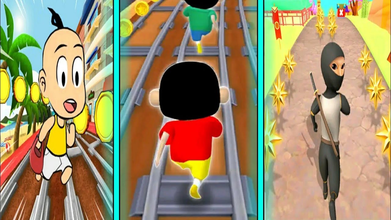 Shinchan Runner- Subway Cartoon VS Upin Dash Run Subway 3D VS Ninja Runner 3D:Dash Run Game Gameplay