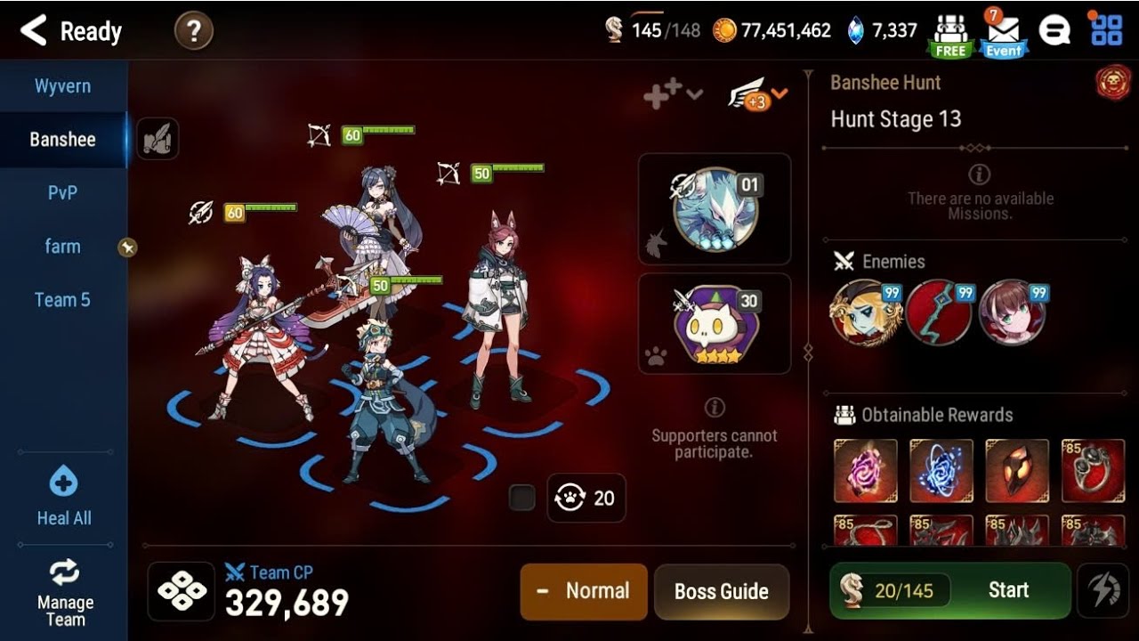 [Epic Seven] Bellona Banshee 13 one-shot! A free-to-play team, only free gear required.