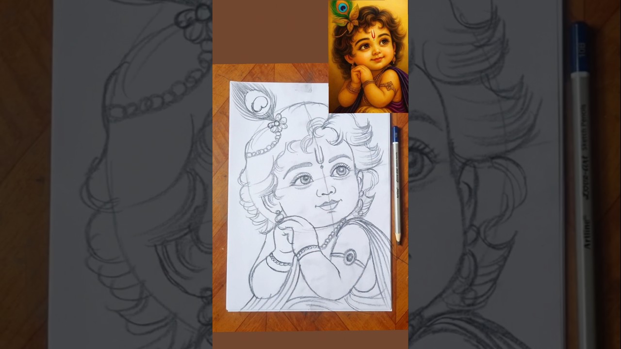 Lord krishna drawing 🙏
