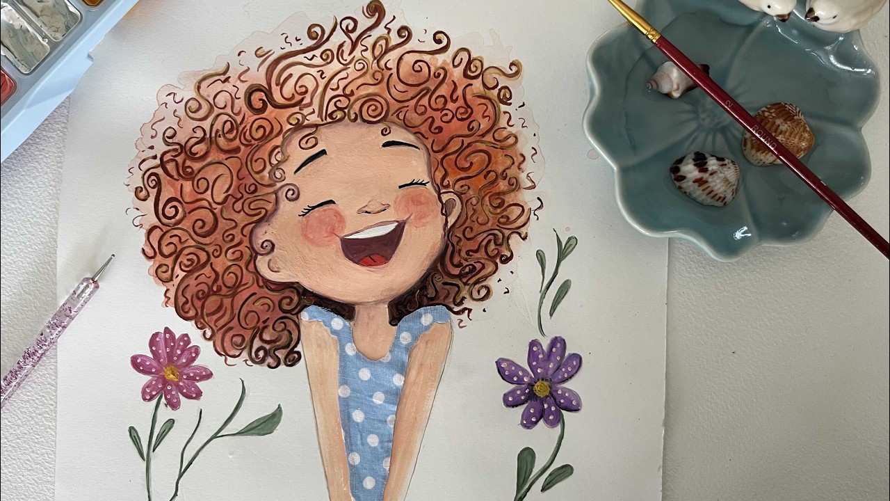 How To Paint a Cute Laughing Girl | Full Process
