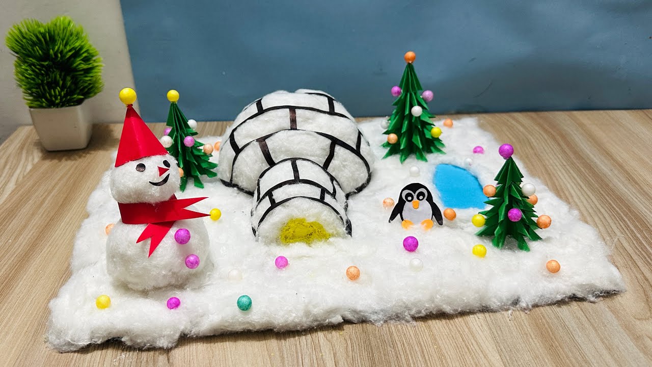 How to make igloo house model with cotton | Igloo house project | Diy art and craft | Igloo house |