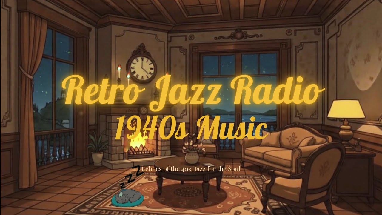 1940s Classic Music Playing in Another Room | Living Room with a Beach Night View