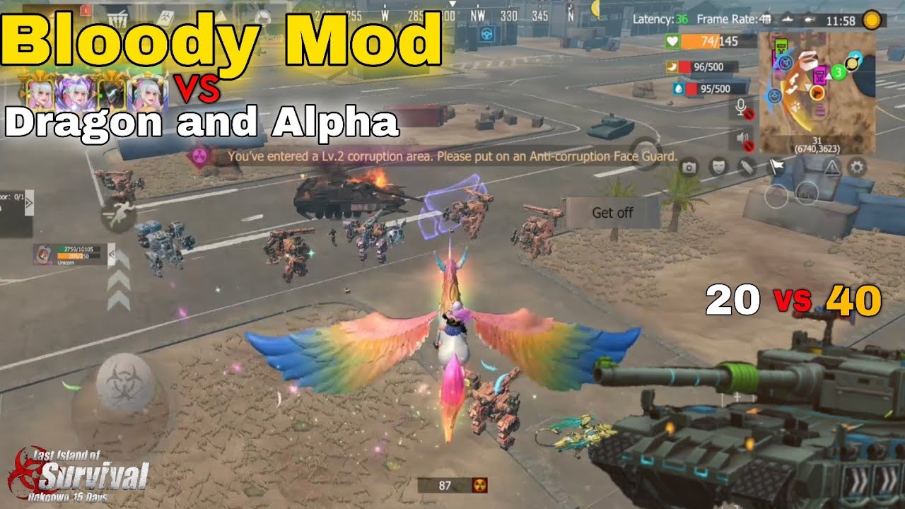 Bloody Mod vs Dragon and Alpha. Last island of survival.