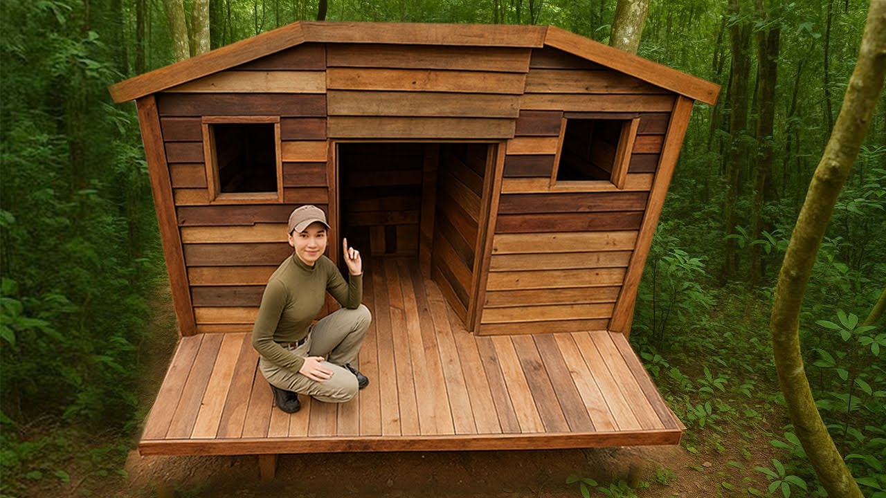 I Built a Wooden Survival Tree House in 32 Days | Ultimate Bushcraft ASMR