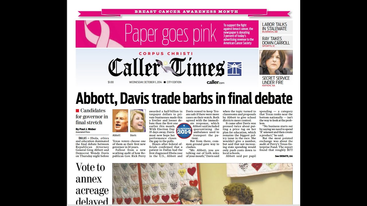 Corpus Christi Caller-Times goes pink Oct. 1