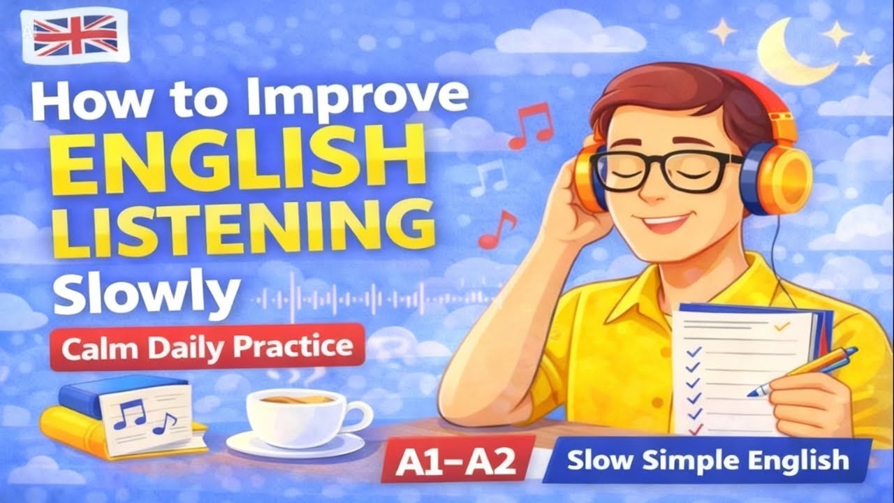How to Improve English Listening Slowly | Calm Daily Practice A1–A2 | Slow Simple English