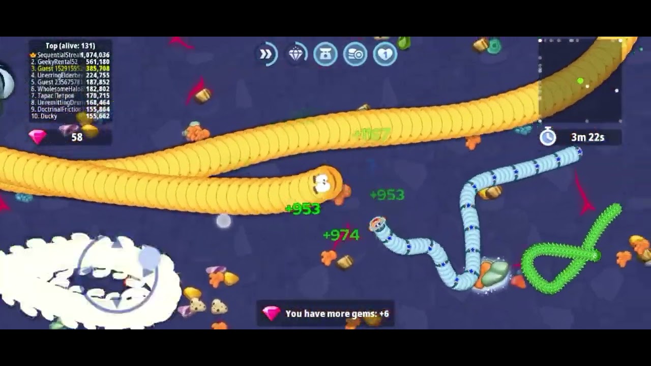 Worms Zone io Hungry Snake Game No death mod apk gameplay video