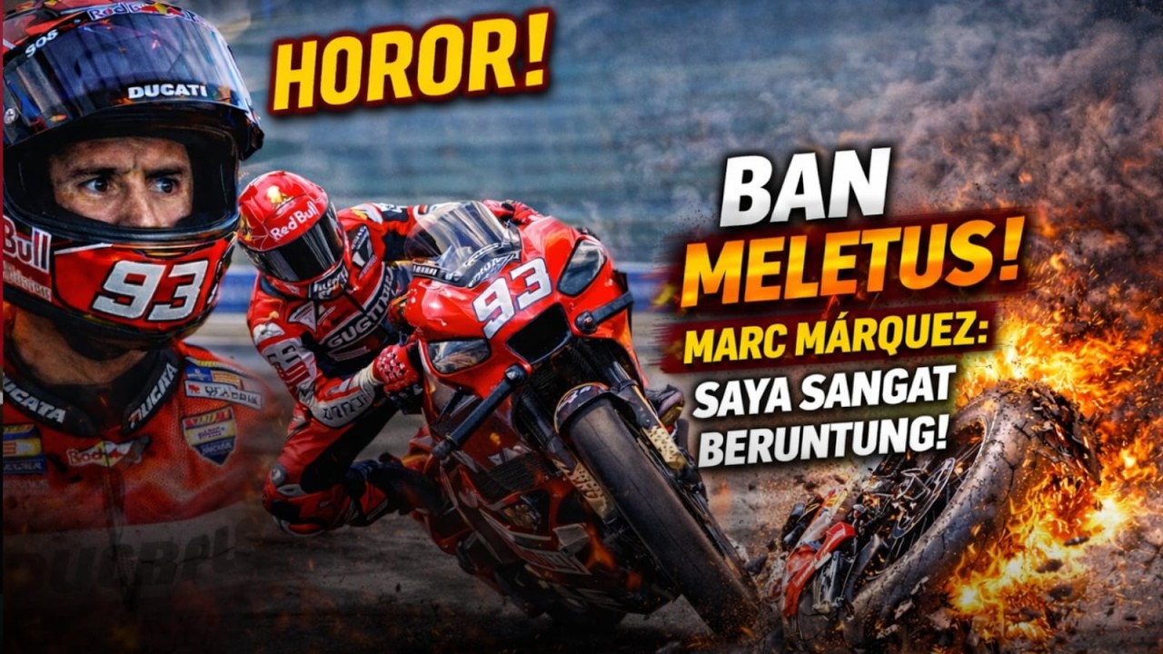 Detik-Detik Mencekam!😱 Ban Marc Márquez Meledak di Kecepatan Tinggi, Nyaris Celaka!”