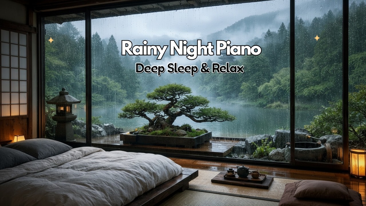 Close Your Eyes Slowly, Rain Sounds and Soft Piano Music for Deep Sleep and Stress Relief Tonight