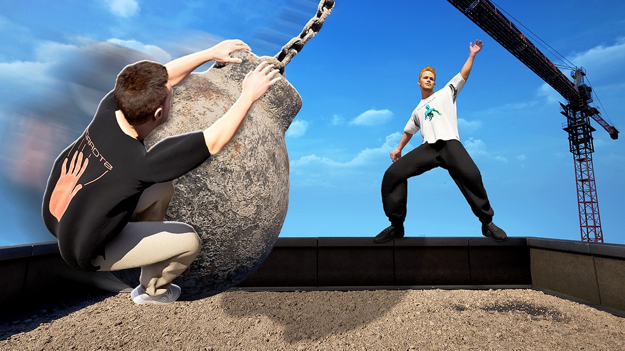 Swinging on a WRECKING BALL in STORROR Parkour Pro