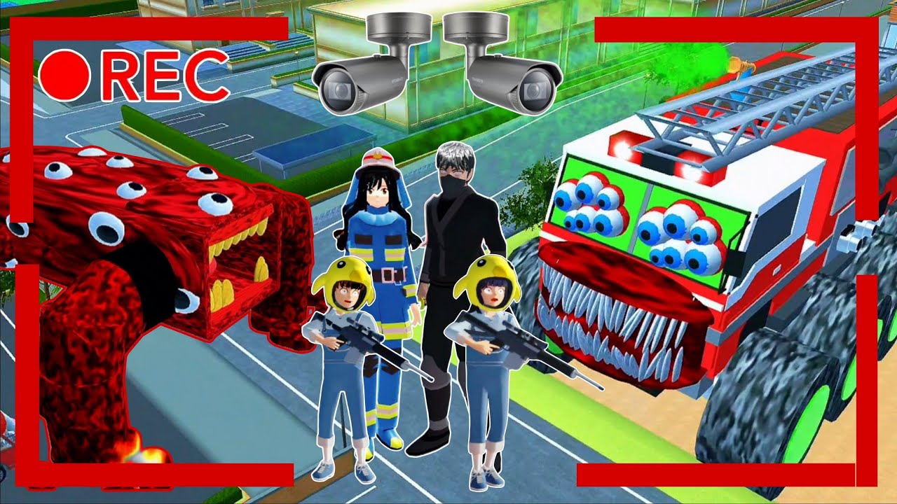 CCTV Rekam Penampakan Fire Truck Eater dan Buss Eater Menyerang Kota | SAKURA SCHOOL SIMULATOR