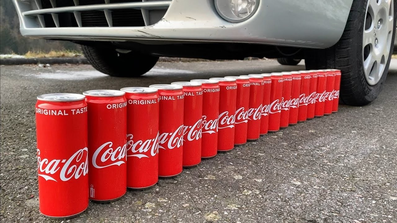 COCA COLA BALLOON VS CAR, Coca Cola Zero, PowerAde, Fanta, Sprite, Fruko and Mentos Diff Unde