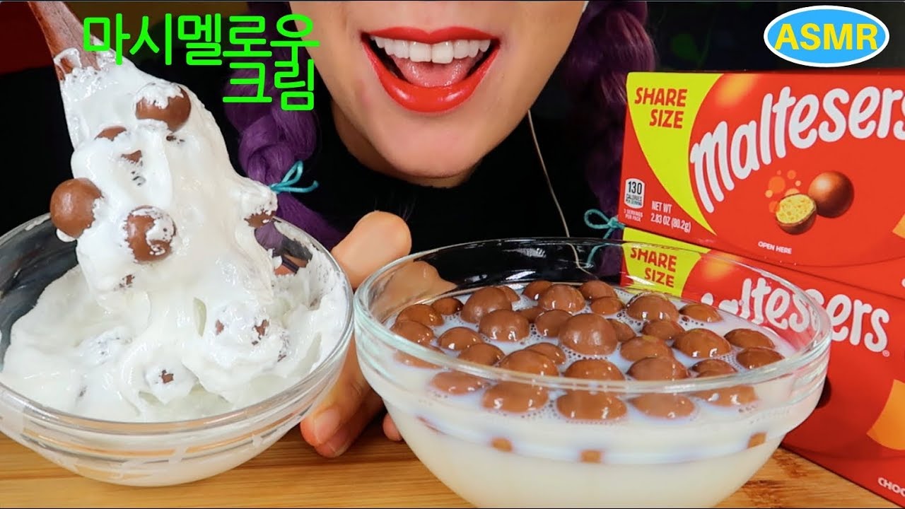 ASMR MALTESERS+MARSHMALLOW CREME, WARM MILK EATING SOUND |몰티져스+마시멜로우 크림,따뜻우유 리얼사운드 먹방 |CURIE.ASMR
