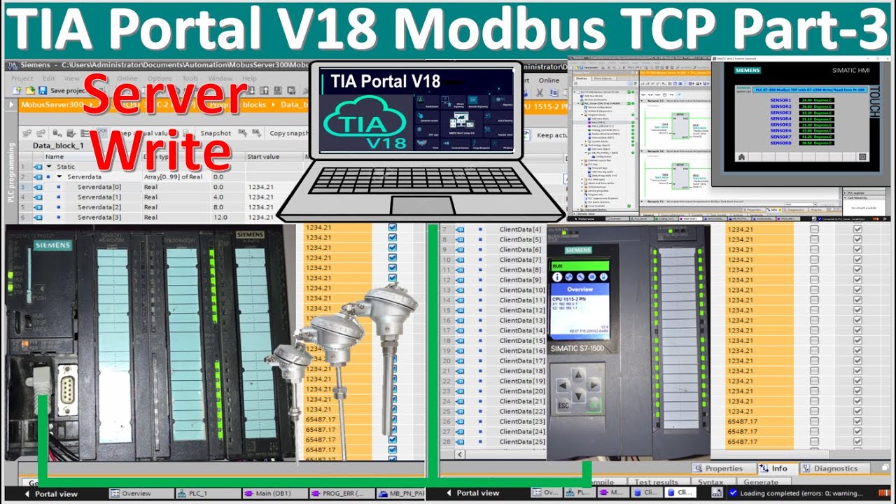 TIA Portal V18|PLC S7-1500 connect with PLC S7-300 via Modbus TCP Part-3