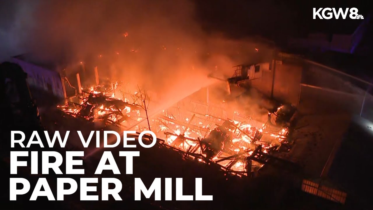 Raw video: Fire at old Blue Heron paper mill in Oregon City