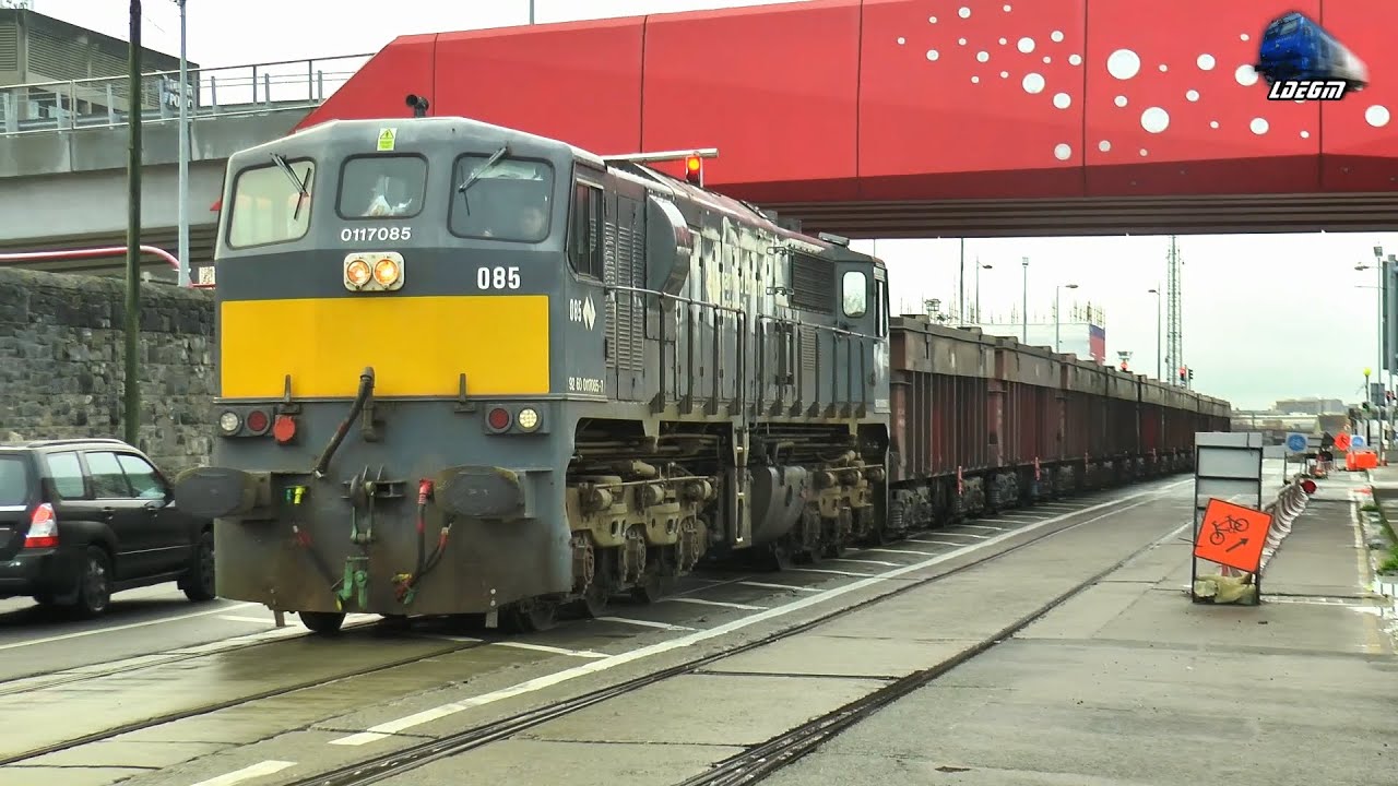 Irish Rail Freight Train on Street in Dublin Port - 22 December 2022