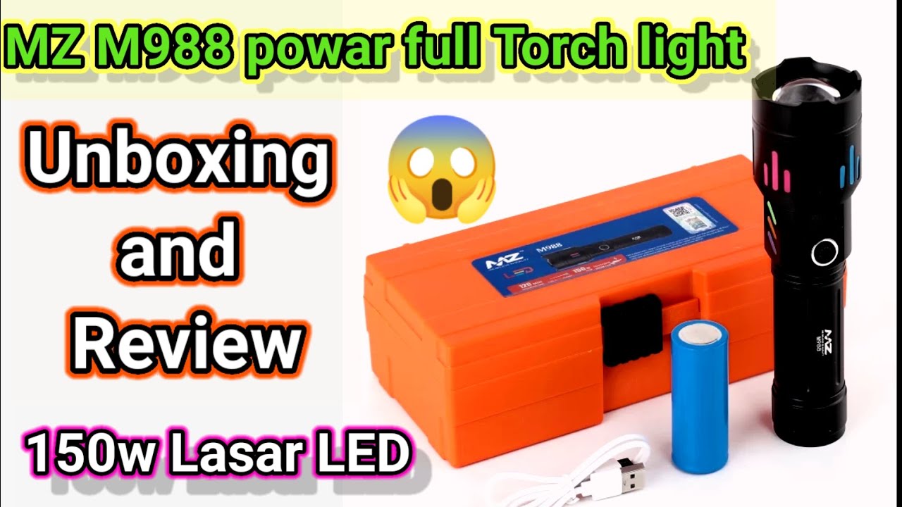 MZ M988 Torch Light Unboxing and Review/MZ Zooming Torch with 1Km Long Range/MZ Super Bright Torch